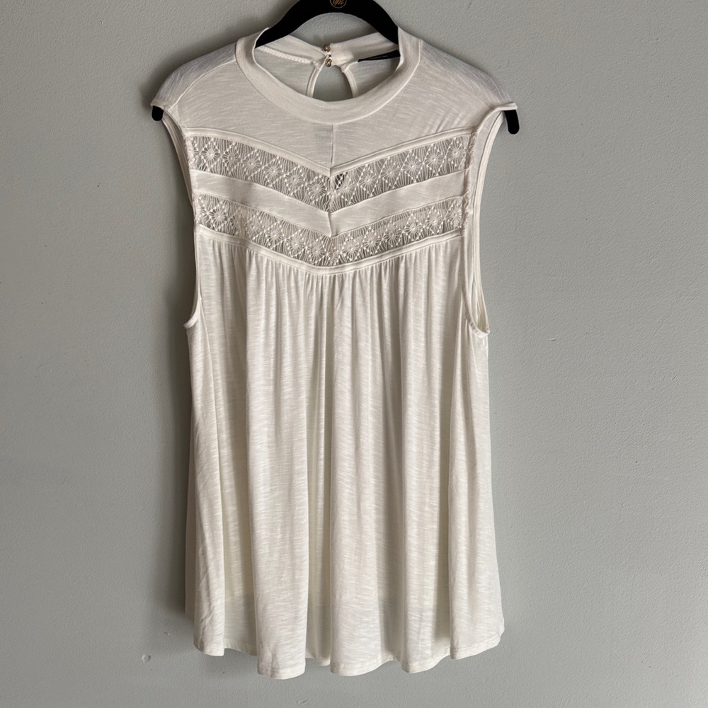 Apt. 9 White Lace‎ Detail Sleeveless Blouse